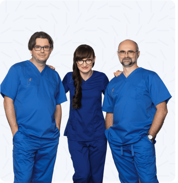Założyciele Kliniki Flebologii: Cezary Szary, Justyna Wilczko-Kucharska, Tomasz Grzela